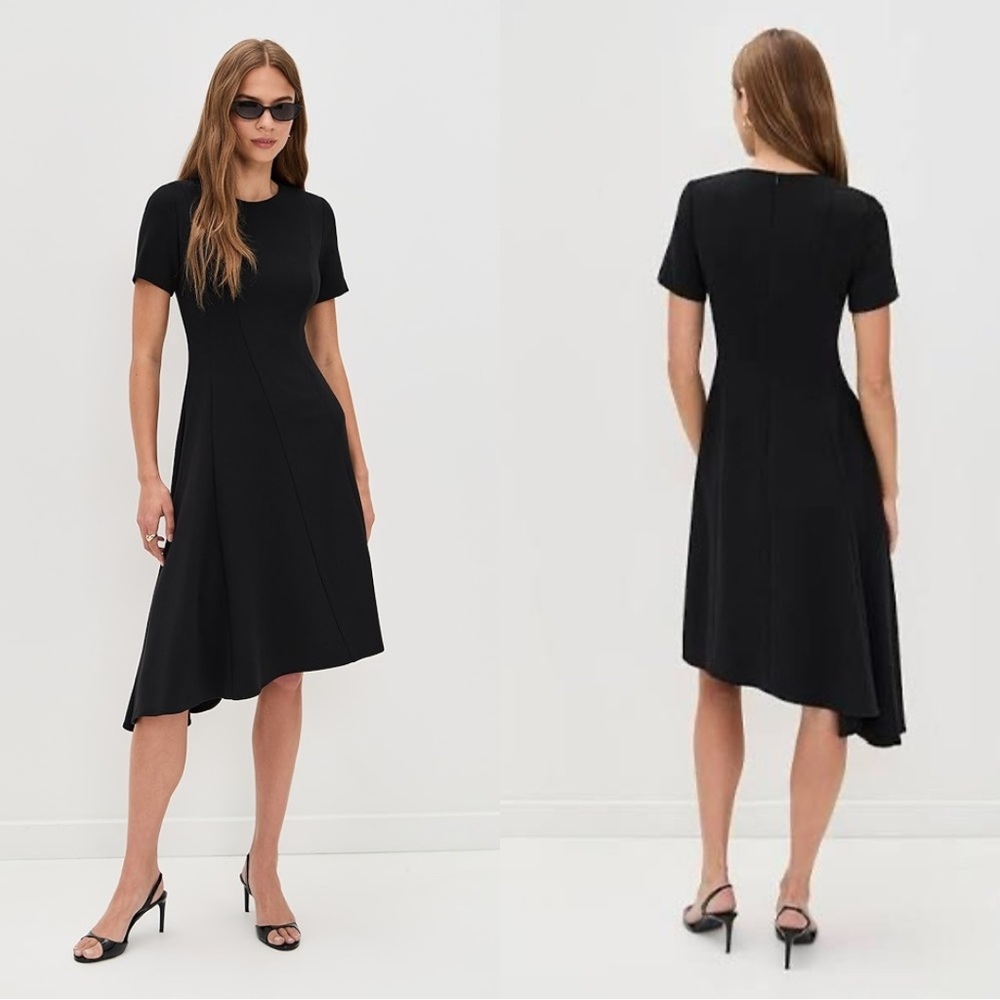 Black Halo Olcay Asymmetrical A-Line Classic Swing Dress in Black Size 10 NEW